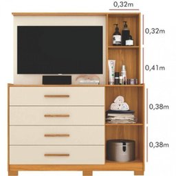 Cômoda com Painel TV 43" 4 Gavetas 2 Portas e Espelho Dunas Espresso Móveis - 6