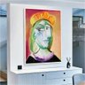 Quadro Decorativo Pablo Picasso Mulher Com Boina Vermelho Laranja:120x80 cm/BRANCA - 1