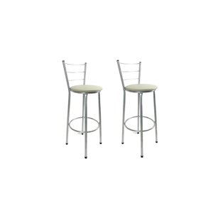 Kit 2 Banqueta Alta Prata Cozinha Gourmet Americana Balcão:bege