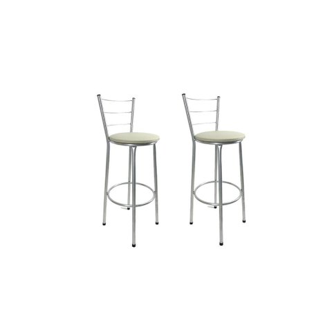 Kit 2 Banqueta Alta Prata Cozinha Gourmet Americana Balcão:bege
