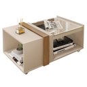 Ver imagem 2 de Mesa de Centro Retangular com Vidro e Rodízios Núbia