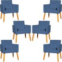 Ver imagem 1 de Kit 6 Poltronas Decorativas para Sala para Recepção Consultório Nina Suede Cores Pé Palito 30cm Cast