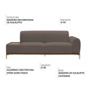 Ver imagem 3 de Sofá Molino 3 Lugares 180cm C/mesa Auxiliar Direito Pés Ouro.f Bouclé Marrom - Nexta Casa