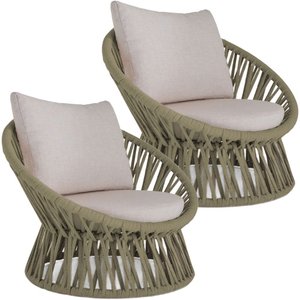 02 Poltrona Área Externa Monza Alumínio Pintura Corda Náutica