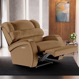 Poltrona do Papai Reclinável Napoli Elétrica Botão Led Massagem Pu Fh1 Caramelo - 7