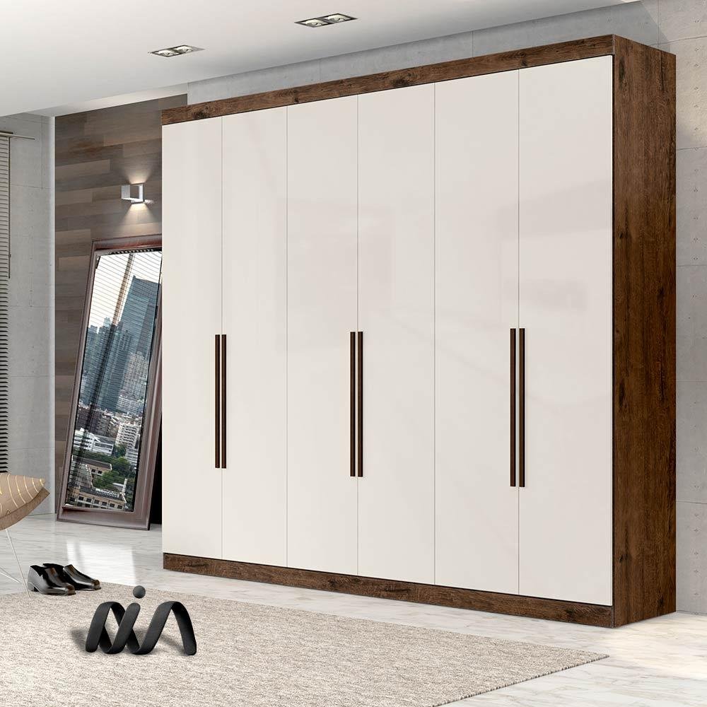 Guarda Roupa De Casal Grande 6 Portas Jacarandá Off White New