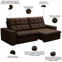 Ver imagem 3 de Sofá Retrátil Reclinável para Sala 3 Lugares 250cm Vincent F04 Veludo Marrom - Lyam Decor