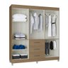 Guarda Roupa Servilha com 6 Portas e 3 Gavetas Poquema Castanho - 4