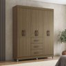 Guarda Roupa Servilha com 6 Portas e 3 Gavetas Poquema Castanho - 1