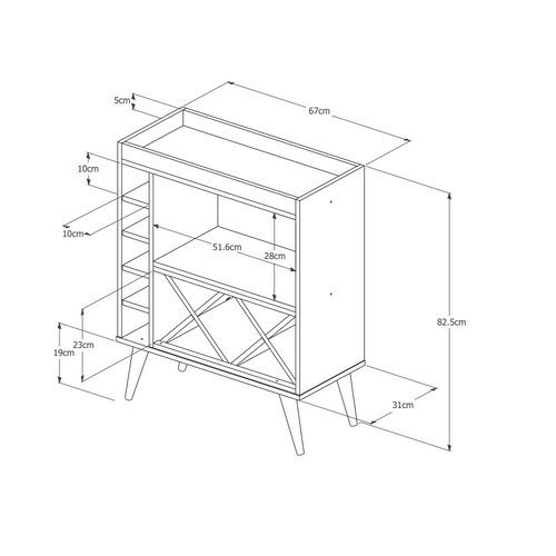 Adega Pés Palito Estilo Retrô Veneza Cor Preto / Nature - Comprar Moveis em Casa - 3