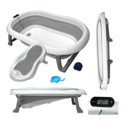 Banheira Bebê Flexível com Termômetro e Redutor Cinza Premium Baby - 1