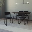 Ver imagem 1 de Mesa Jantar Paraty 137cm Tampo Preto com 4 Cadeiras Angra Estofadas Preto