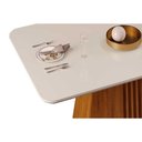 Ver imagem 5 de Mesa para Cozinha Italia com Tampo Madeirado com Vidro Curvo 170x90cm Cedro Off White Dj Móveis