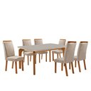 Ver imagem 1 de Mesa de Jantar Liz 180cm Tampo MDF Vidro Canto Copo com 6 Cadeiras Aline