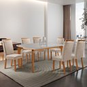 Ver imagem 2 de Mesa de Jantar Liz 180cm Tampo MDF Vidro Canto Copo com 6 Cadeiras Aline