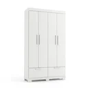 Ver imagem 2 de Guarda-Roupa Solteiro 4 Portas, 4 Gavetas e Pés MDF Cambori Branco