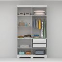 Ver imagem 5 de Guarda-Roupa Solteiro 4 Portas, 4 Gavetas e Pés MDF Cambori Branco