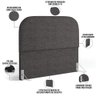 Cabeceira Cama Box Queen 160cm Orgânica Lanna W01 Linho Cinza Escuro - Lyam Decor - 4