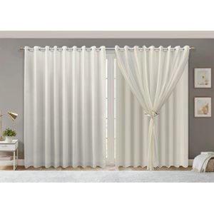 CORTINA VOIL TRABALHADO PARIS FORRO MICROFIBRA 6,00X2,30 PALHA