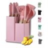 Kit Utensílios de Cozinha Silicone 19 Peças Cor Rosa - 1