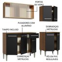 Ver imagem 4 de Armário de Cozinha Emilly Box com Balcão e Aéreo Vidro Preto