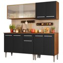 Ver imagem 1 de Armário de Cozinha Emilly Box com Balcão e Aéreo Vidro Preto