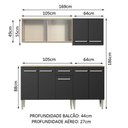 Ver imagem 3 de Armário de Cozinha Emilly Box com Balcão e Aéreo Vidro Preto