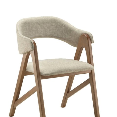 Cadeira para Sala de Jantar em Madeira Maciça Pérola Marrom/Amêndoa/Off White