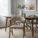 Ver mais imagens de Cadeira para Sala de Jantar em Madeira Maciça Pérola Marrom/Amêndoa/Off White