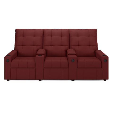 Poltrona Reclinável para Cinema Parma 3 Lugares Baú Usb Pu Vermelho Fh1 - D'Rossi