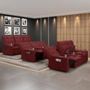 Ver imagem 2 de Poltrona Reclinável para Cinema Parma 3 Lugares Baú Usb Pu Vermelho Fh1 - D'Rossi