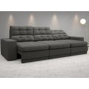 Ver imagem 1 de Sofá Jobim 2,30m Assento Retrátil e Reclinável Velosuede - Netsofas - Cinza