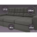 Ver imagem 2 de Sofá Jobim 2,30m Assento Retrátil e Reclinável Velosuede - Netsofas - Cinza