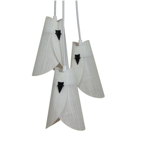 Lustre Pendente Cúpulas Modelo Envelope Linho Branco Bivolt