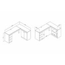 Ver imagem 3 de Mesa Canto P/escritório Msm446 C/ 2 Portas e 3 Gavetas Branco - Movelbento