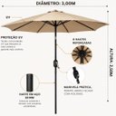 Ver imagem 2 de Ombrelone Guarda Sol de Luxo Impermeável com Haste Central de 3 Metros Piscina Jardim Área Externa