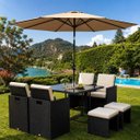 Ver imagem 7 de Ombrelone Guarda Sol de Luxo Impermeável com Haste Central de 3 Metros Piscina Jardim Área Externa