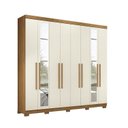 Ver imagem 2 de Guarda Roupa Casal 8 Portas 4 Gavetas Master New c/ Pés e Espelho Cinamomo/Areia