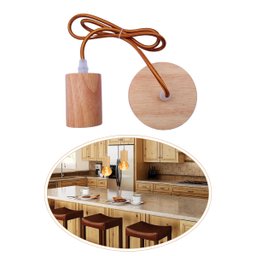 Lustre Pendente Rústico Cilindro em Madeira Fio Regulável 1m para Teto Bocal E27 Bivolt - 3