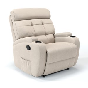 Poltrona do Papai Reclinável em Tecido Linho Cor Bege Manual com Massagem - Modelo Florença