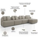 Ver imagem 4 de Sofá 5 Lugares com Chaise Direito Sala Living 394cm Arlo F04 Linho Bege Escuro Tc-10055 - Lyam Decor
