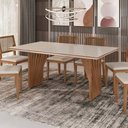 Ver imagem 2 de Mesa de Jantar Anny 160x90 cm Off White com Base de Madeira Mel - D’Rossi