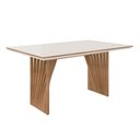 Ver imagem 1 de Mesa de Jantar Anny 160x90 cm Off White com Base de Madeira Mel - D’Rossi