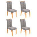 Ver imagem 1 de Conjunto Kit com 4 Cadeiras Estofadas para Sala de Jantar Yasmin MDF Cedro Linho Neblina DJ Móveis
