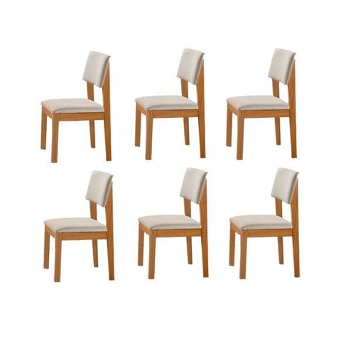 Kit 6 Cadeiras para Mesa de Jantar Estofada - Jade - Lj Móveis
