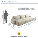 Ver imagem 3 de Sofá Cama Modular Orgânico Retrátil 4 Lugares 270cm Base Madeira Maciça Oxford