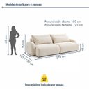 Ver imagem 3 de Sofá Cama Modular Orgânico Retrátil 4 Lugares 270cm com Base em Madeira Maciça Oxford