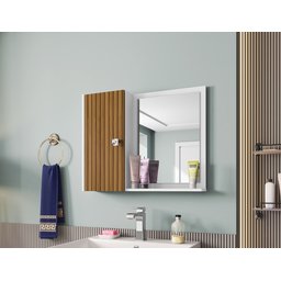 Espelheira para Banheiro 1 Porta 2 Prateleiras Gênova  - 2