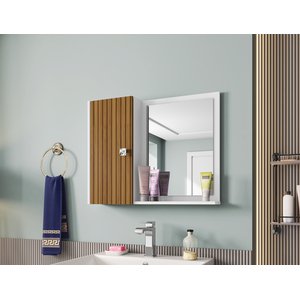 Espelheira para Banheiro 1 Porta 2 Prateleiras Gênova 