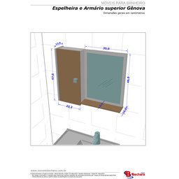 Espelheira para Banheiro 1 Porta 2 Prateleiras Gênova  - 4